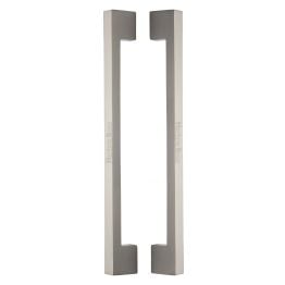 Heritage Brass Back to Back Door Pull Handle Metro Design 457mm Satin Nickel Finish