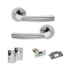 STATUS Nevada Door Handle Pack (Latch Set - 2.5" Latch, 3" Hinges x2) - Polished Chrome