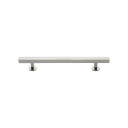 Heritage Brass Cabinet Pull Square Design with Footings 128mm CTC Polished Nickel finish