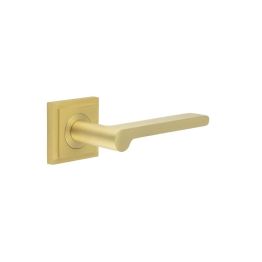 Fitzrovia Door Handles Square Stepped Rose Satin Brass - By Frelan Hardware - BUR15KIT241