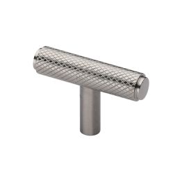 Heritage Brass Cabinet Knob Knurled T-Bar Design 45mm Satin Nickel finish