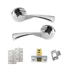 STATUS Colorado Door Handle Pack (Latch Set - 2.5" CE Latch, 4" Slim Knuckle Hinges x2) - Polished Chrome