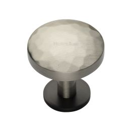 Heritage Brass Cabinet Knob Round Hammered Design with Rose 32mm Matt Bronze/Satin Nickel finish