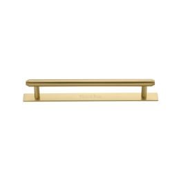 Heritage Brass Cabinet Pull Step Design with Plate 128mm CTC Satin Brass Finish