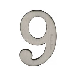 Heritage Brass Numeral 9 Self Adhesive 51mm (2") Satin Nickel finish