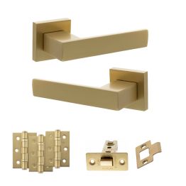 Senza Pari Panetti Door Handle Pack (Latch Set - 2.5" CE Latch, 3" Fire Rated Hinges x3) - Satin Brass