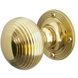 Jedo Reeded Mortice Door Knobs 53mm Polished Brass - By Frelan Hardware - JR6MPB
