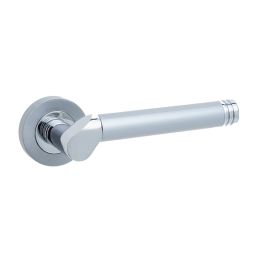 Octavia Door Handle on Rose Polished Chrome/Satin Chrome - By Frelan Hardware - JV765PCSC