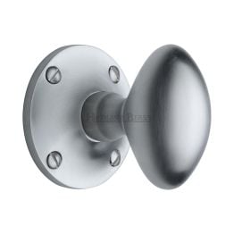 Heritage Brass Mortice Knob on Rose Mayfair Design Satin Chrome finish