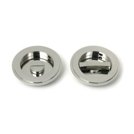 Polished Marine SS (316) 75mm Art Deco Round Pull - Privacy Set