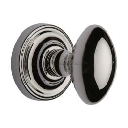 Heritage Brass Mortice Knob on Rose Chelsea Design Polished Nickel finish