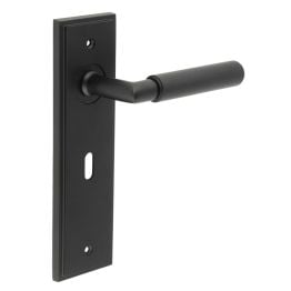 Piccadilly Door Handle Lock Backplate Black - By Frelan Hardware - BUR40KIT334