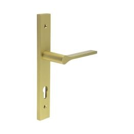 CR-105 Satin Brass Multi Point Backplate Door Handle - By Frelan Hardware - CR-105G4SB