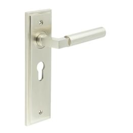 Westminster Door Handle Euro Backplate Satin Nickel - By Frelan Hardware - BUR30KIT323