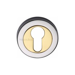 Heritage Brass Euro Profile Cylinder Escutcheon Chrome & Brass finish