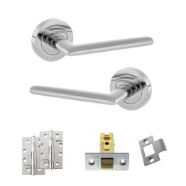 STATUS Alabama Door Handle Pack (Latch Set - 3" CE Latch, 4" Slim Knuckle Hinges x2) - Polished Chrome