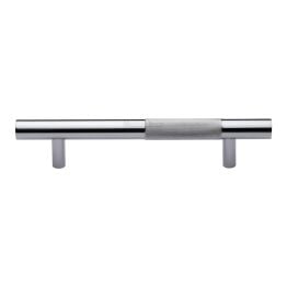 Heritage Brass Door Pull Handle Bar Knurled Design 305mm Polished Chrome Finish