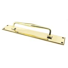 Aged Brass 425mm Art Deco Pull Handle on Backplate