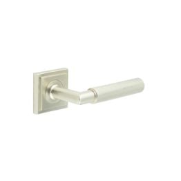 Piccadilly Door Handle on Square Stepped Satin Nickel - By Frelan Hardware - BUR40KIT319