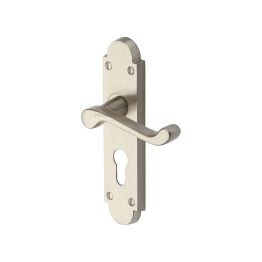 Project Hardware Door Handle for Euro Profile Plate Milton Design Satin Nickel finish