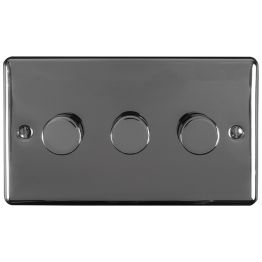 Eurolite Enhance Decorative 3 Gang Dimmer Black Nickel