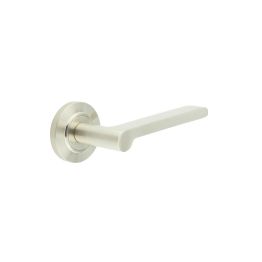 Fitzrovia Door Handles Chamfered Rose Satin Nickel - By Frelan Hardware - BUR15KIT314