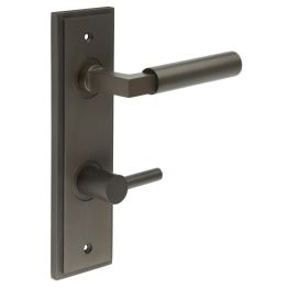 Westminster Door Handle Din Bathroom Backplate Dark Bronze & Turn & Release - By Frelan Hardware - BUR-30DB-456DB-82DB
