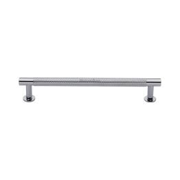 Heritage Brass Cabinet Pull Partial Knurled Design with 16mm Rose 160mm CTC Polished Chrome finish