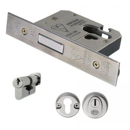 Euro Profile Bs Cylinder Deadlock 76mm - Satin Stainless Steel