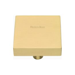 Heritage Brass Cabinet Knob Square Design 38mm Satin Brass finish