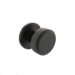 Millhouse Brass Harrison Solid Brass Knurled Mortice Door Knob on Concealed Fix Rose - Matt Black