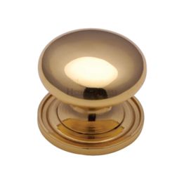 Heritage Brass Cabinet Knob Victorian Round Design with base 48mm Polished Brass finish