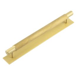 Hoxton Taplow Cabinet Handles 224mm Ctrs Plain Backplate Satin Brass - By Frelan Hardware - HOX-2060SB-5060SB