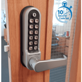 Borg BL5401 SS ECP - Easicode Pro, Flat Bar Lever Handle Keypad & Flat Bar Inside Handle, Stainless Steel (SS) Finish