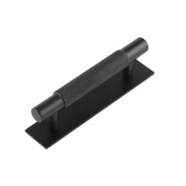Hoxton Taplow Cabinet Handles 96mm Ctrs Plain Backplate Matt Black - By Frelan Hardware - HOX-2050MB-5050MB