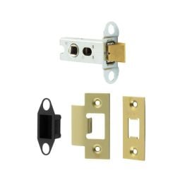 Jedo Heavy Duty Tubular Latches - 45 Degree Short Travel 64mm Satin Brass - By Frelan Hardware - JL-HDT64SB