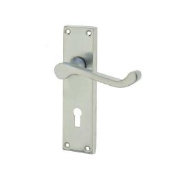 Victorian Scroll Door Handle on Lockplate Satin Chrome - By Frelan Hardware - JV10SC