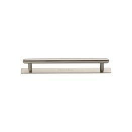Heritage Brass Cabinet Pull Step Design with Plate 96mm CTC Satin Nickel Finish