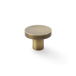 Alexander & Wilks - Hanover Plain Cupboard Knob - Antique Brass - Knob 38mm