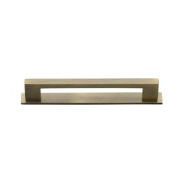 Heritage Brass Cabinet Pull Metro Design with Plate 96mm CTC Antique Brass Finish