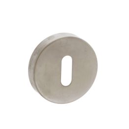 Forme Key Escutcheons on Minimal Round Rose - Satin Nickel