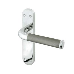 Twin Suite Door Handle on Latchplate Polished Chrome/Satin Chrome - By Frelan Hardware - JV432PCSC