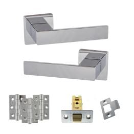 Senza Pari Panetti Door Handle Pack (Latch Set - 3" CE Latch, 3" Fire Rated Hinges x3) - Polished Chrome