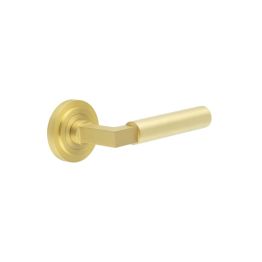 Westminster Door Handles Stepped Rose Satin Brass - By Frelan Hardware - BUR30KIT237