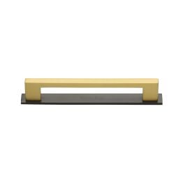 Heritage Brass Cabinet Pull Metro Design with Plate 96mm CTC Matt Bronze/Satin Brass Finish