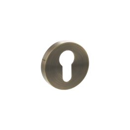 Senza Pari Euro Escutcheons on Minimal Round Rose - Antique Brass