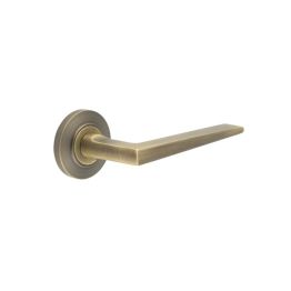 Mayfair Door Handle on Chamfered Rose Antique Brass - By Frelan Hardware - BUR10KIT2