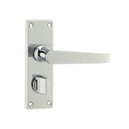 Victorian Straight Door Handle on Privacy Plate Polished Chrome - By Frelan Hardware - JV31PRPC