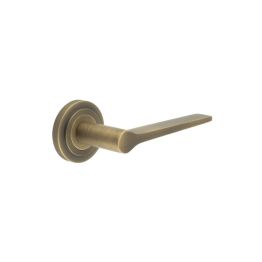 Knightsbridge Door Handle on Stepped Rose Antique Brass - By Frelan Hardware - BUR20KIT3