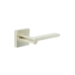 Fitzrovia Door Handles Square Plain Rose Satin Nickel - By Frelan Hardware - BUR15KIT318